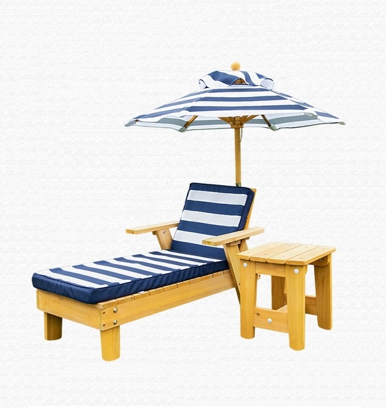 HE-1302,High Quality Kids Outdoor Lounger Children Backyard Furniture Garden Chaise Lounger Chair with Umbrella for Children