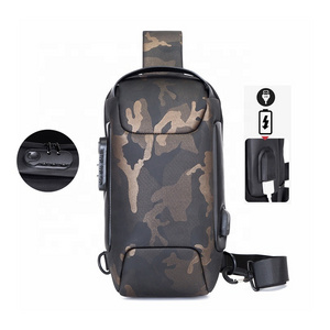 VBG2308- Men's Shoulder Cross Body Bag Anti Theft Chest Bags Travel Students Daily Use With USB Charging Port Combination Lock