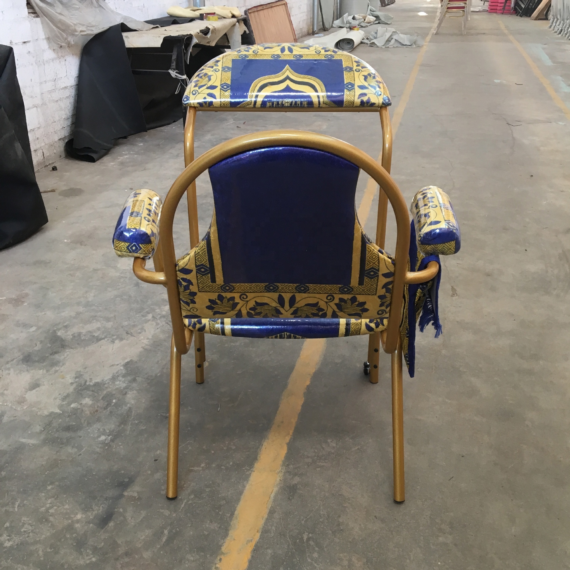 CH-C07,Customized Luxury Quran Knocked Down Metal Church Worship Muslim Prayer Folding Chair Mosque Chairs With Book Bag