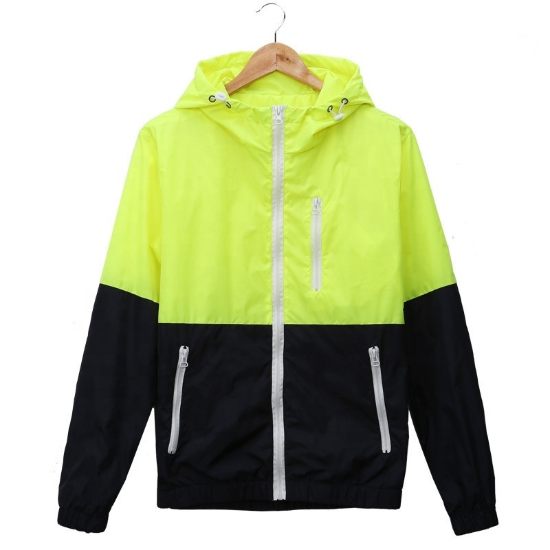 JK1001 Sports Wear Jacket Hooded Windbreaker Raincoat for Men Light Weight Customized Sports Work Takeout Coat Color Matching