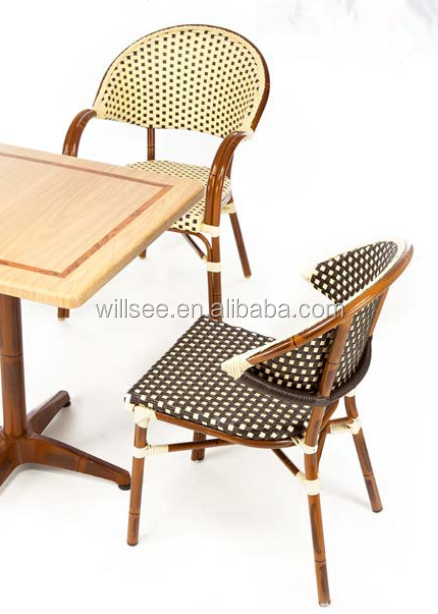 OTA-1072,Aluminum Bamboo Outdoor Rattan French Metal Cafe Chair Hotel Dinning Bamboo Coffee Chairs