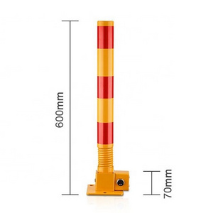 KSB-1028,Yellow Metal Traffic Manual Spring Folding Down Parking Collapsible Bendy Bollard For  Parking Post with Keys