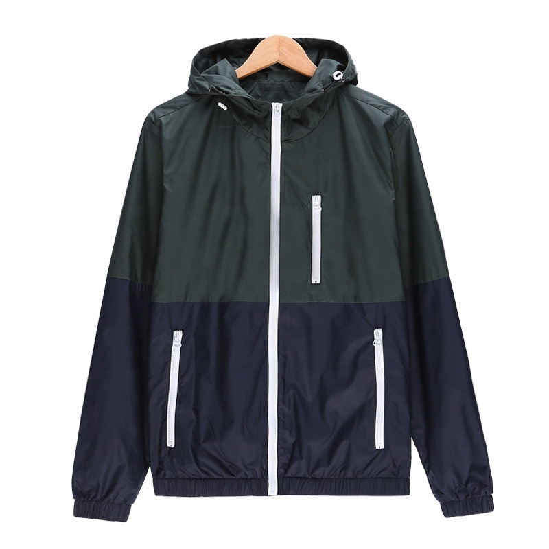 JK1001 Sports Wear Jacket Hooded Windbreaker Raincoat for Men Light Weight Customized Sports Work Takeout Coat Color Matching