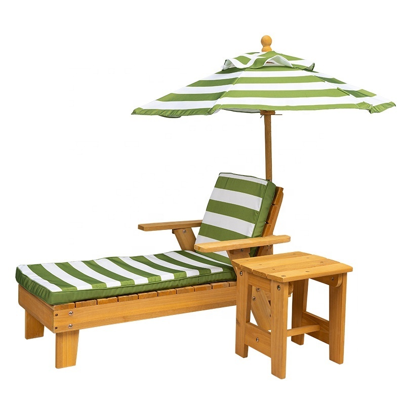 HE-1302,High Quality Kids Outdoor Lounger Children Backyard Furniture Garden Chaise Lounger Chair with Umbrella for Children