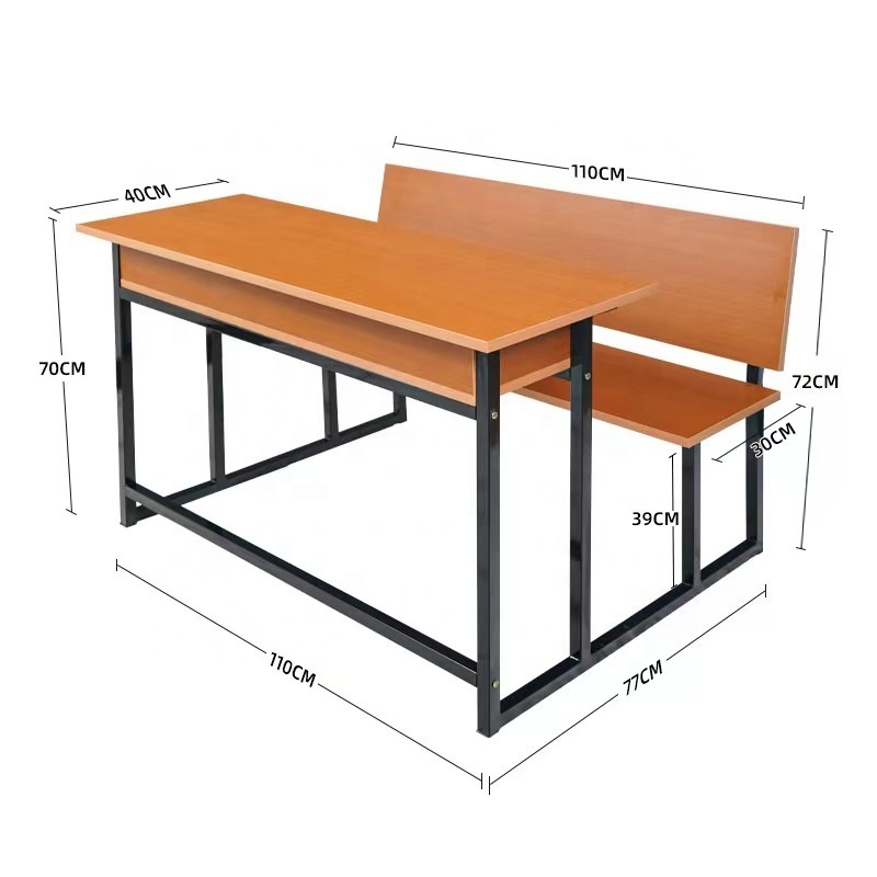 SF-1049,Manufactory Double School Desk And Chair Set Student Desk And Chair Wood School Furniture Set School Table And Bench