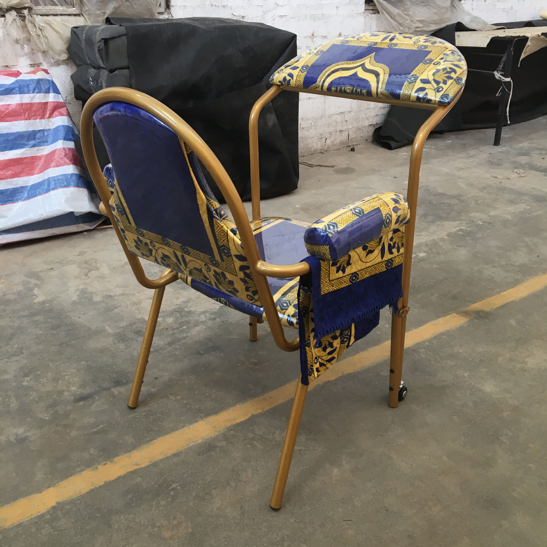 CH-C07,Customized Luxury Quran Knocked Down Metal Church Worship Muslim Prayer Folding Chair Mosque Chairs With Book Bag