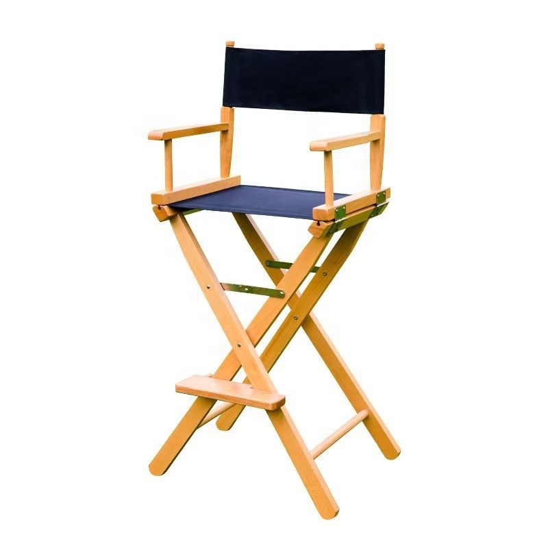 HE-408, Manufactory Portable Outdoor Leisure Wooden Director Chairs Tall Model With Foot Rest Folding Beach Deck Chairs