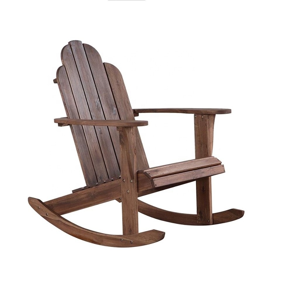 HE-552,Patio Wood Adirondack Rocker Chair With Teak Wood Colour  Wood Adirondack Rocking Chair