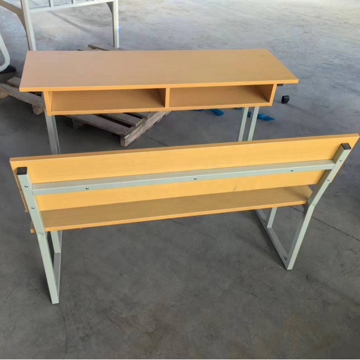 SF-1049,Manufactory Double School Desk And Chair Set Student Desk And Chair Wood School Furniture Set School Table And Bench