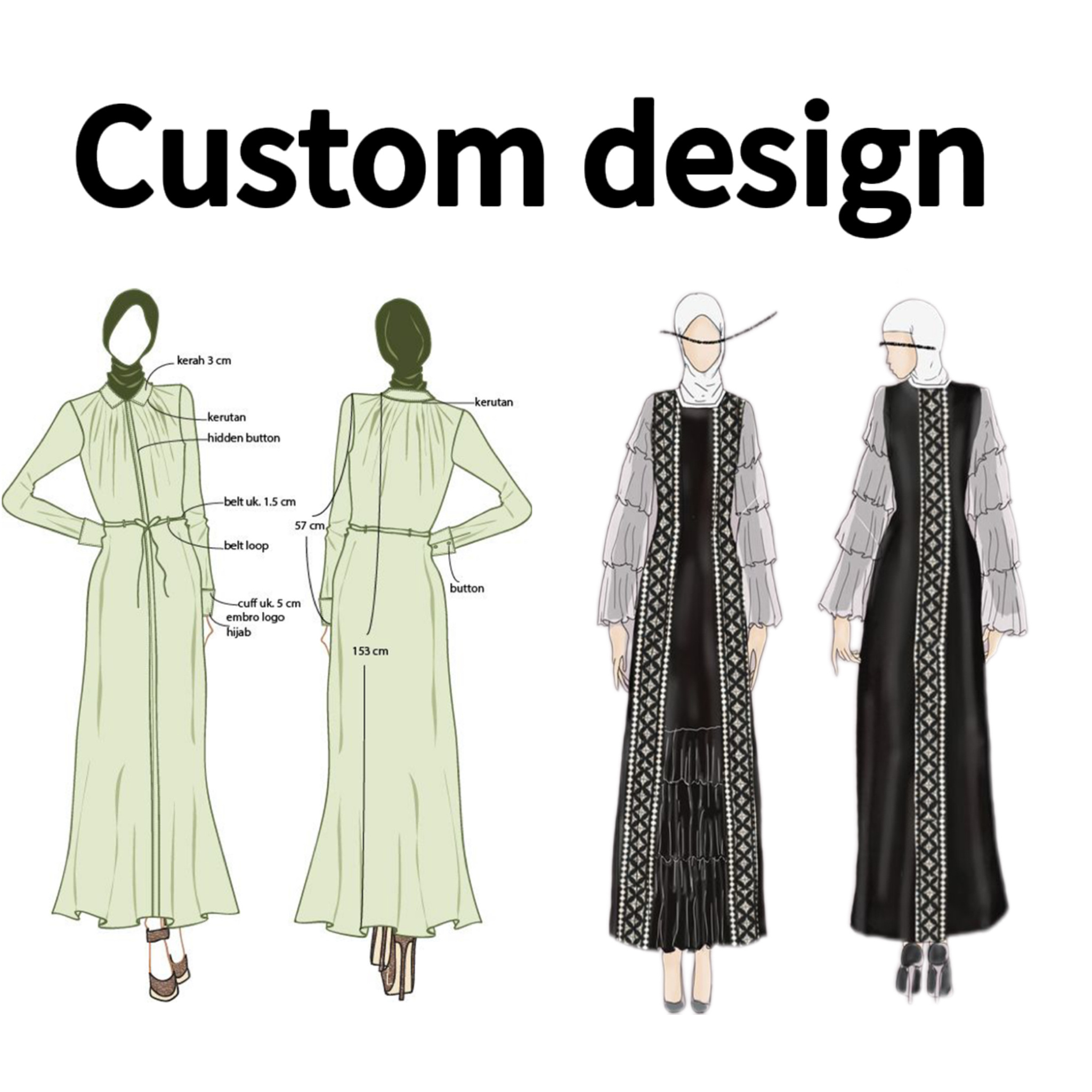 Custom Abaya Low MOQ High Quality Clothing Dubai Qatar Abayas Designs Muslim Open abaya