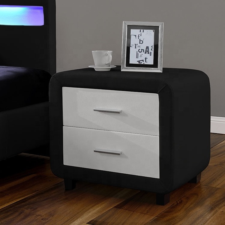 Modern minimalist popular hotel Modern Table Mirrored cheap wooden bedside table with drawers Nightstand