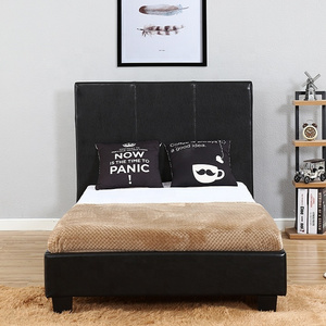 Willsoon Modern Wooden Single Bed with Soft Black Faux Leather Stylish Home Bedroom Furniture for Children