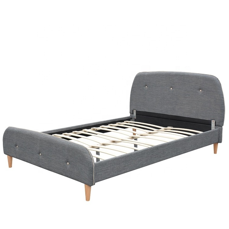 Willsoon Scandinavia Modern Design Double Size Bedroom Furniture Stylish Up-Holstered Bed with Linen Fabric LIT