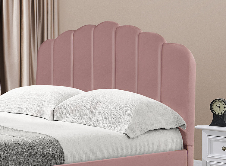 Willsoon Modern Design Upholstered Pink Velvet Double Bed Soft and Solid Wooden Frame for Home Furniture Bedroom