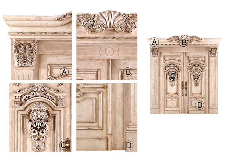 expensive front double wooden door designs with classic carving pattern