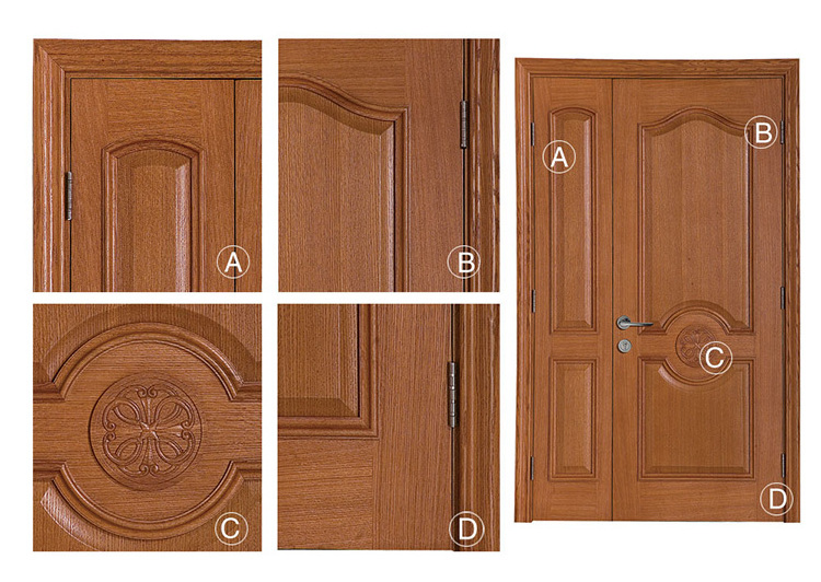 Tropical hardwood semi solid wooden plywood original wood veneer one and half entrance doors African apartment door prices