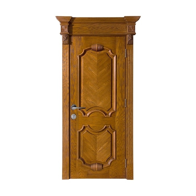 Gothic style Oak wood veneer luxury and royal palace main front door entrance hall door