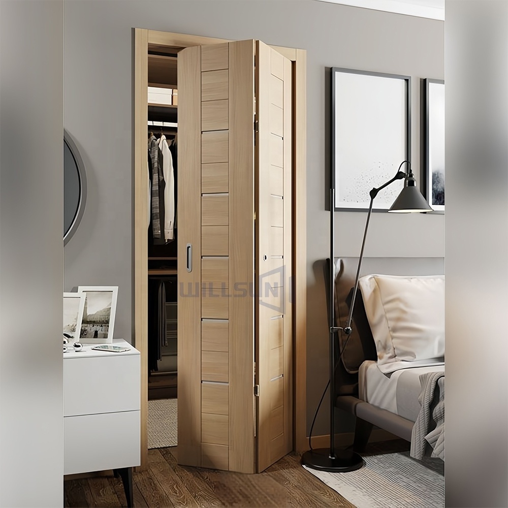 Simple Design Folding  solid wood closet  Door Soundproof  Modern Wooden Interior Folding Doors