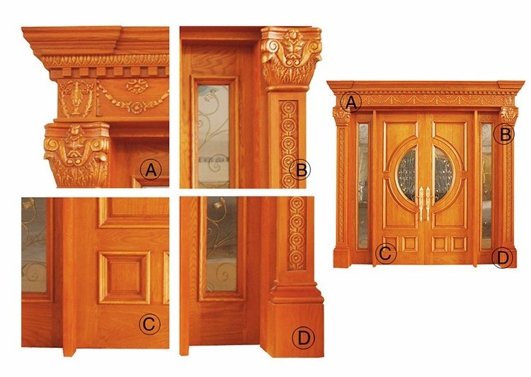 wholesale modern main gate design Philippines cherry wood luxury glass insert double door with sidelight