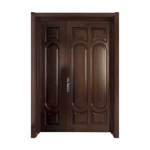 Matt glossy paint finished solid wood one and half double main entrance front door design