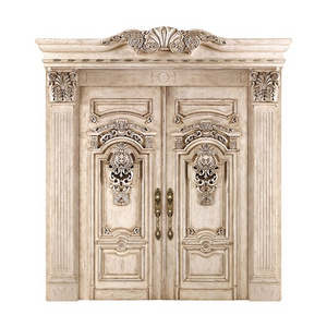 expensive front double wooden door designs with classic carving pattern