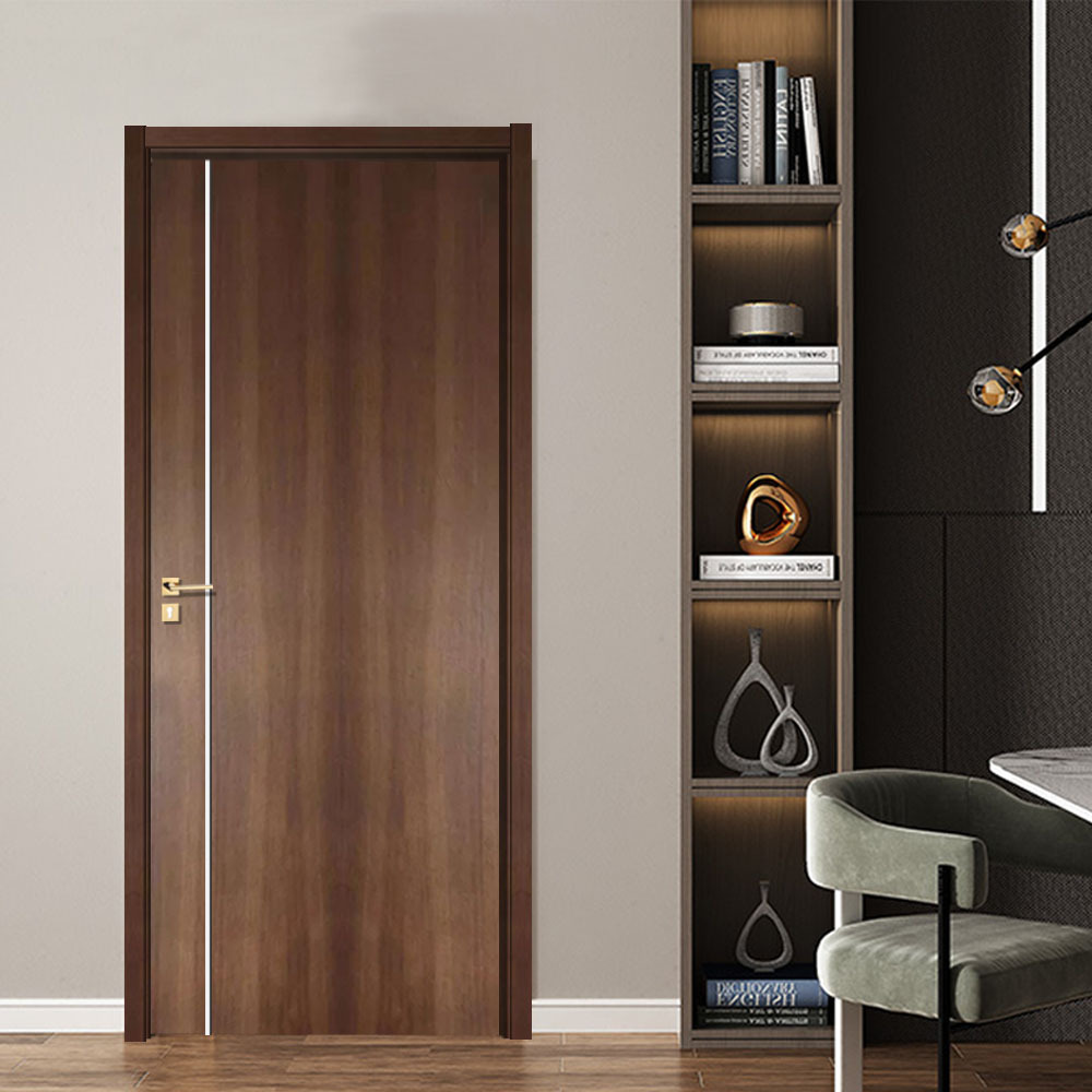 Modern Walnut wood accordion folding doors with lock hardware