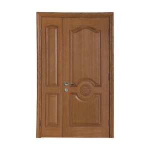 Tropical hardwood semi solid wooden plywood original wood veneer one and half entrance doors African apartment door prices