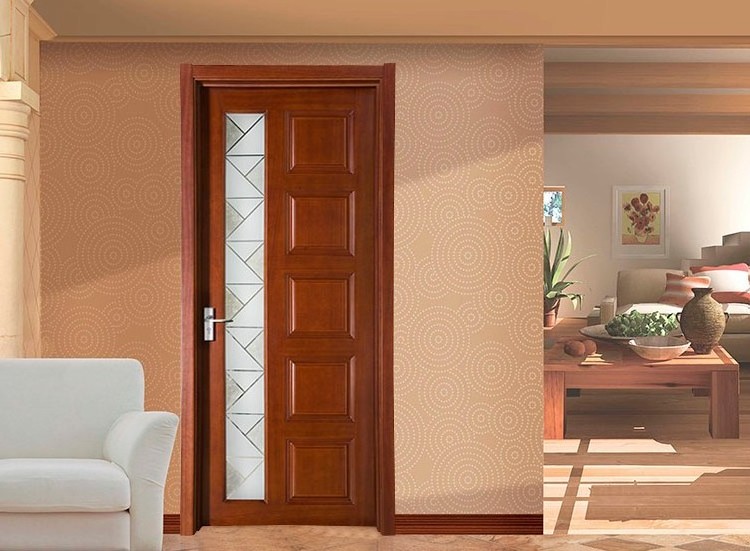 New style kitchen tempered half glass swinging door mdf interior door