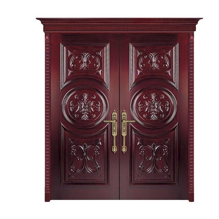 Security Antique Carved Villa Front Double Wood Door Designs