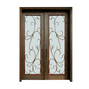 French style lowes exterior wooden frame wrought iron glass entrance door price