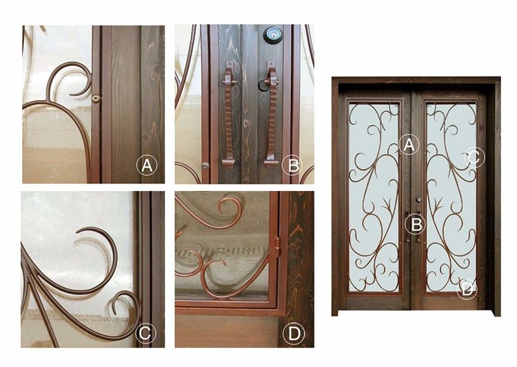 French style lowes exterior wooden frame wrought iron glass entrance door price