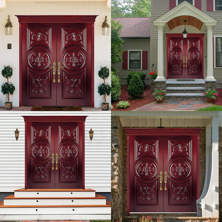 Security Antique Carved Villa Front Double Wood Door Designs