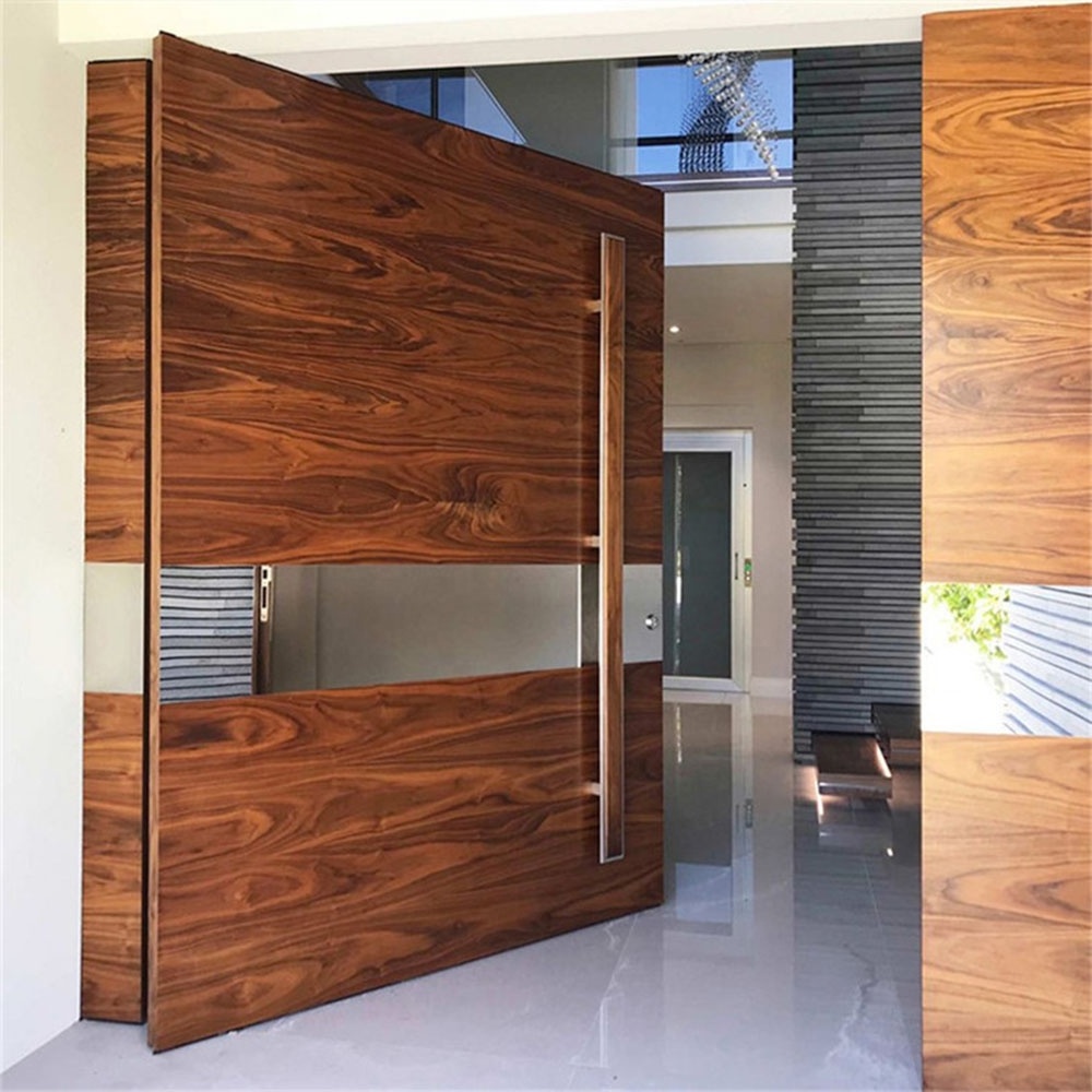 Foshan Revolving Hinged Proof d' Water Large Modern Designs Wood Entry Pivot Doors