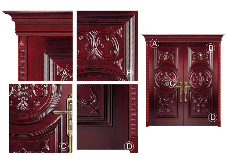 Security Antique Carved Villa Front Double Wood Door Designs