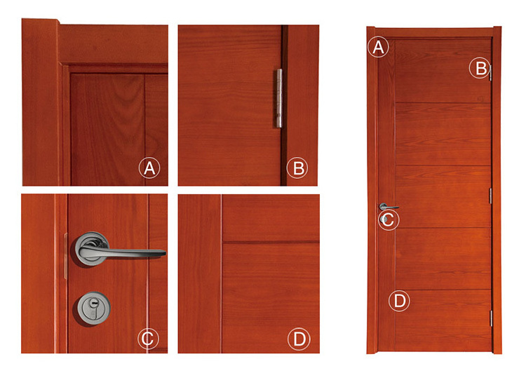 Clear texture finished wood doors 5-panel plywood wood veneer treatment pivot doors