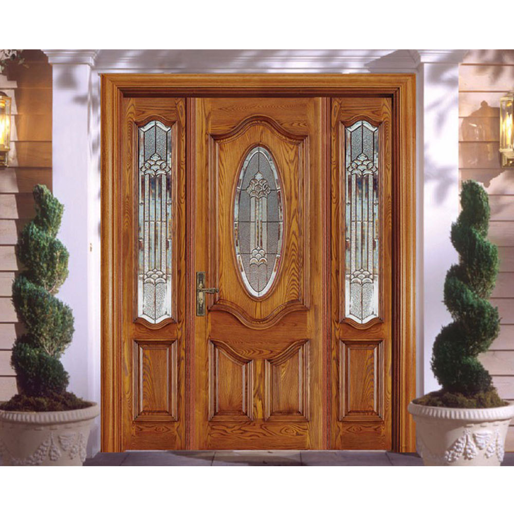 Teak Wood Main Door Oil Paint Big Entrance Door With Carving Solid Wood Glass Door