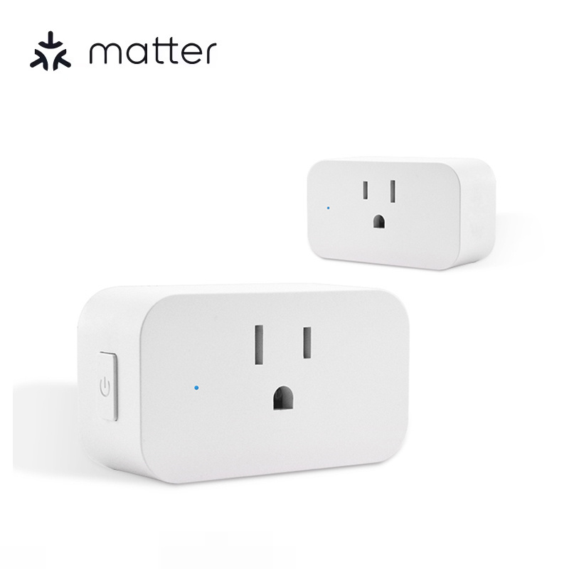 Matter Compatible 15A US Standard Wireless Control Timer Schedule Matter Smart Power Plug Socket