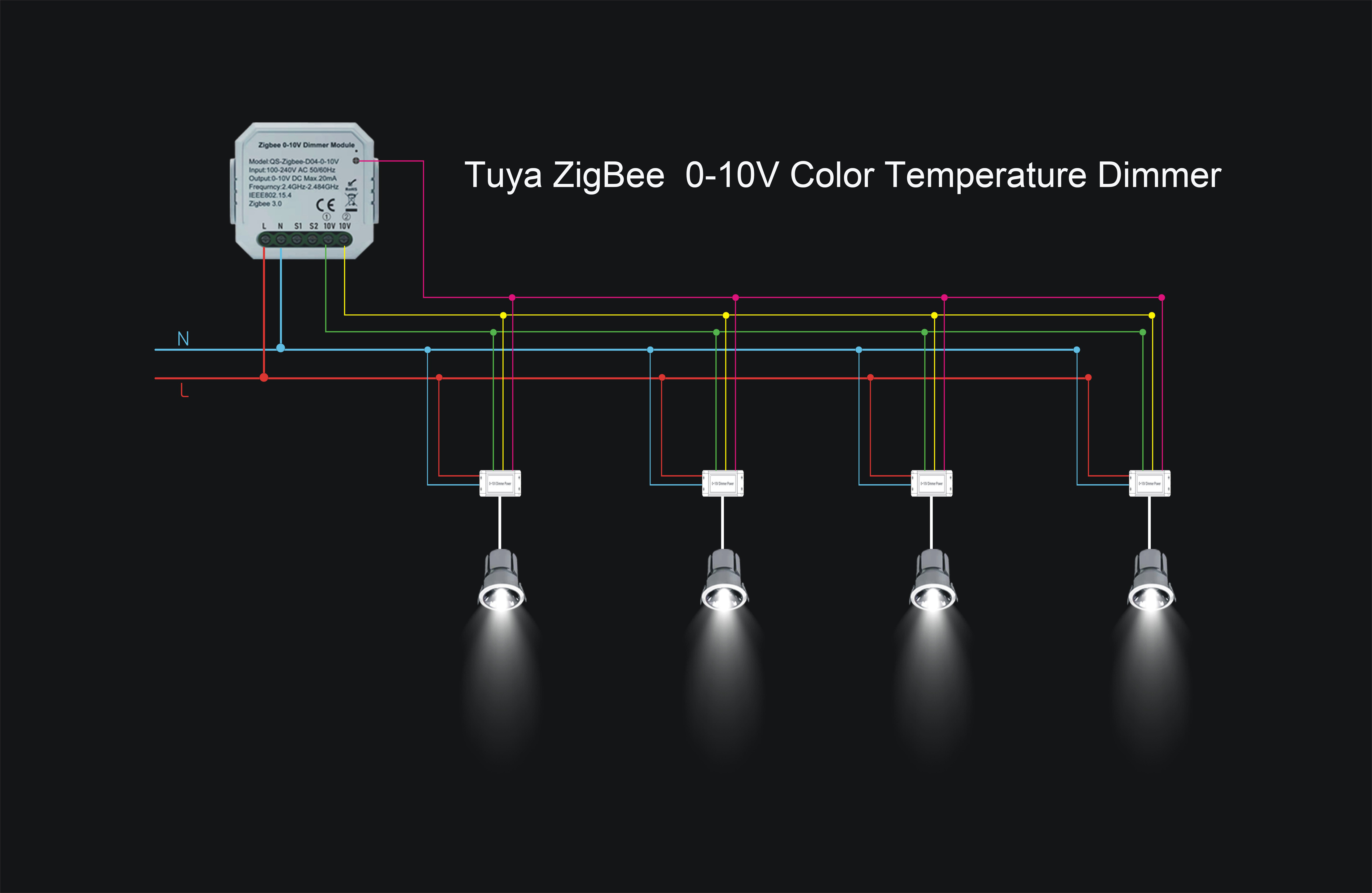 Zigbee 3.0 0-10V Dimmer LED Dimming Controller Auto Switch for Dimmable 0-10V 1-10V LED Driver