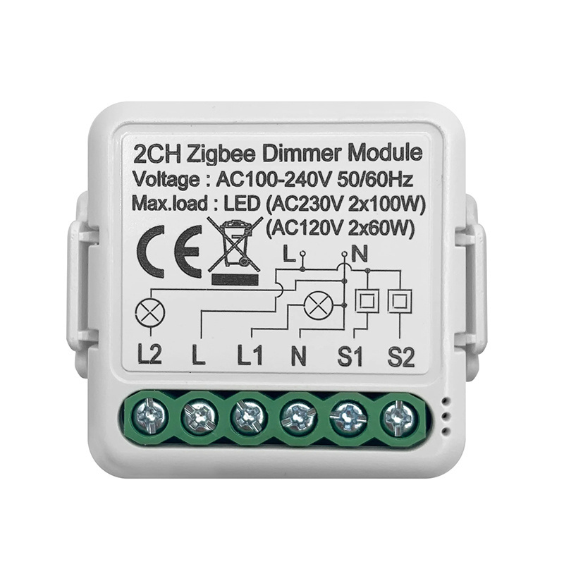 Zigbee Dimmer Module 2 Gang Relay mini Light 2CH Dimmer Controller works with Google home Alexa