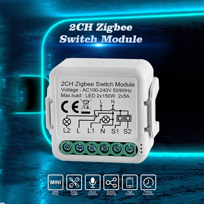 OEM Wireless Tuya Zigbee Switch Module mini Smart Light Switch 1/2/3/4 Gang Alexa Google Home Voice control Relay Switch