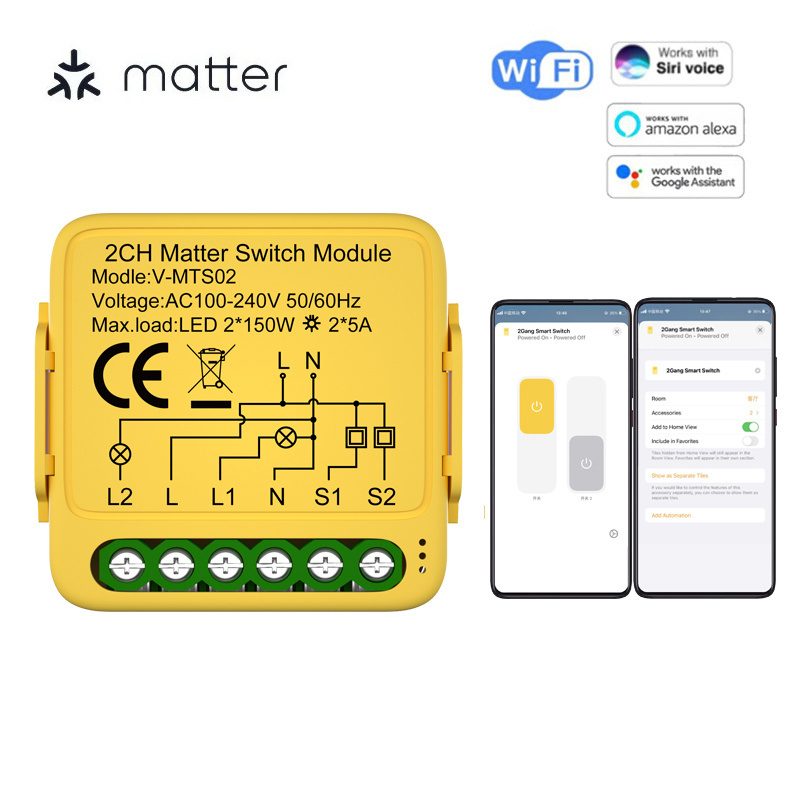 Universal Standard Matter Homekit Smart Switch in Wall Smart Switch Dimmer Module 1/2/3 Gang Matter Switch