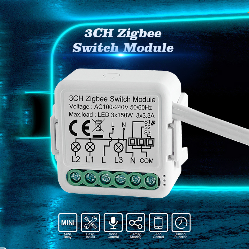 OEM Wireless Tuya Zigbee Switch Module mini Smart Light Switch 1/2/3/4 Gang Alexa Google Home Voice control Relay Switch