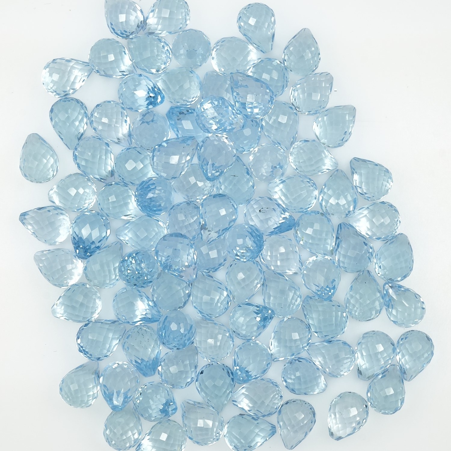 Natural Sky Blue Topaz teardrop shape faceted Briolette cut loose gemstone polished beads for sale 6mm 8mm