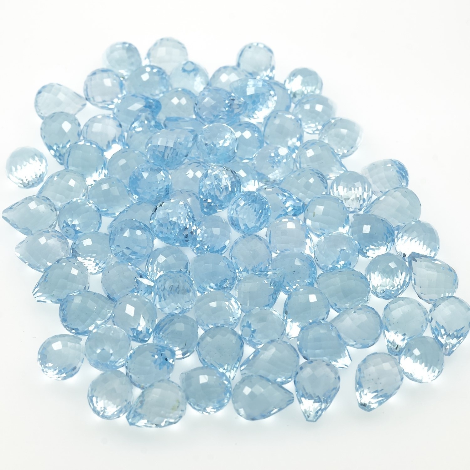 Natural Sky Blue Topaz teardrop shape faceted Briolette cut loose gemstone polished beads for sale 6mm 8mm