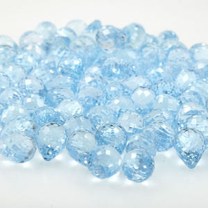 Natural Sky Blue Topaz teardrop shape faceted Briolette cut loose gemstone polished beads for sale 6mm 8mm