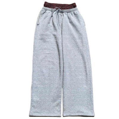 Custom Loose Trousers Blank Wide Leg Sweat Pants 100% Cotton French Terry Double Waist Straight Trackpants Flared Sweatpants Men