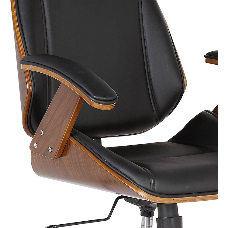 Popular high back ergonomic black PU leather wheels parts office chair