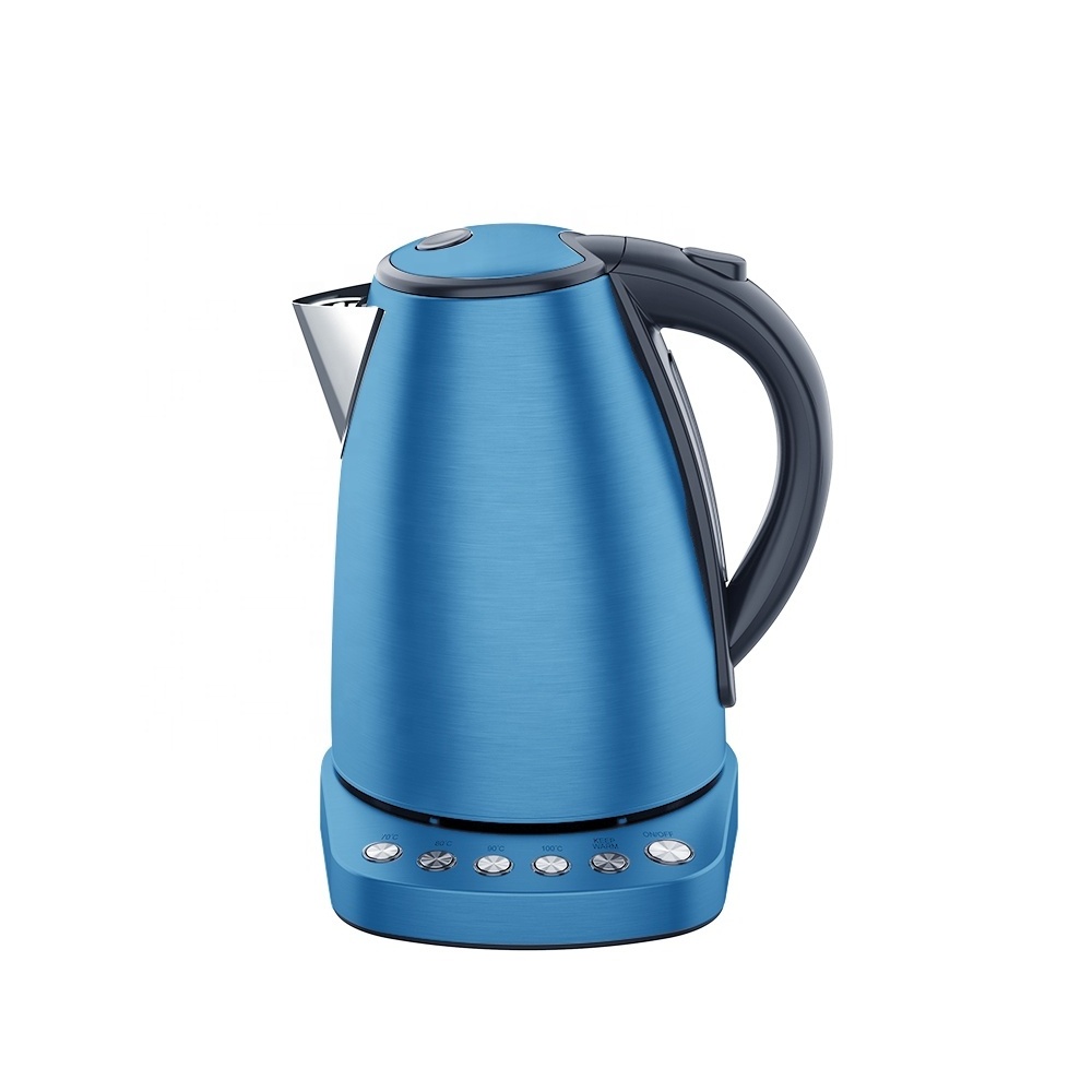 High quality hotel cafe kitchen appliances 1.7L keep warm temp selection electric cordless metal SS tea water kettle