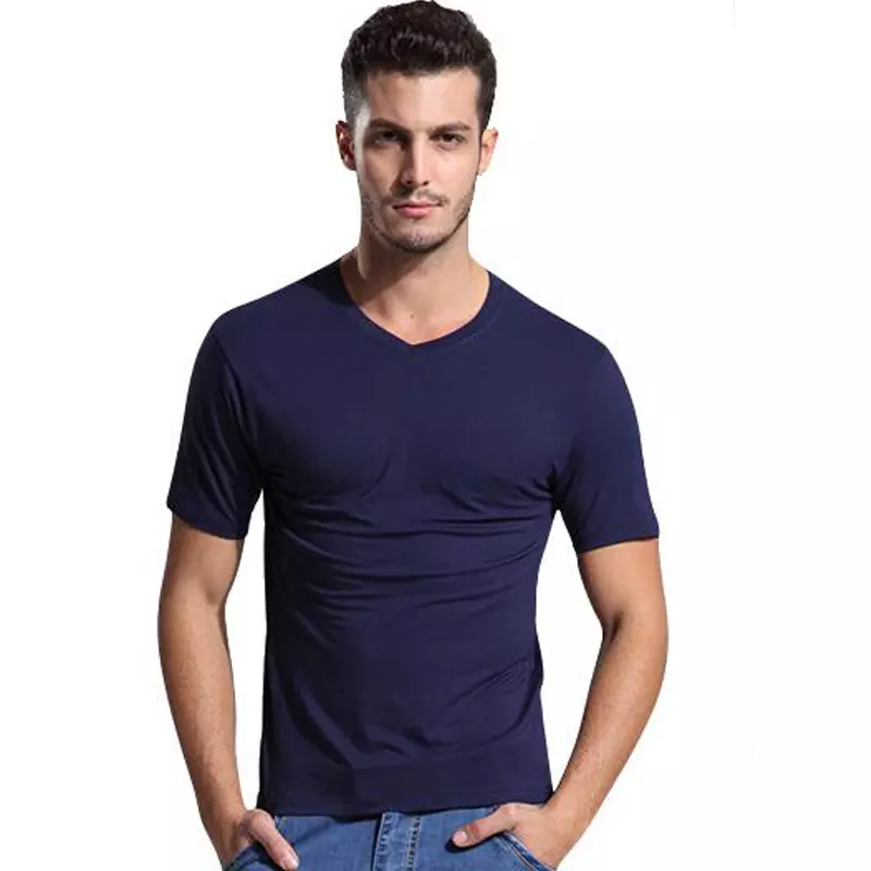 OEM Shirt 95% Bamboo 5%Spandex Fabric Bamboo Clothing Men's Plain Crew Neck Bamboo T-Shirts