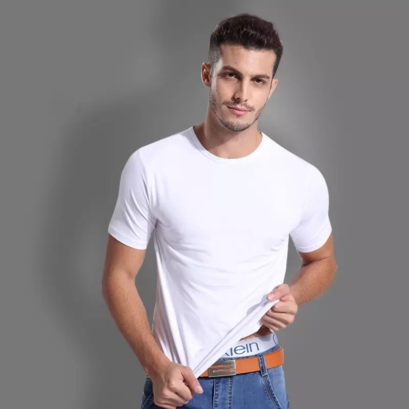 OEM Shirt 95% Bamboo 5%Spandex Fabric Bamboo Clothing Men's Plain Crew Neck Bamboo T-Shirts